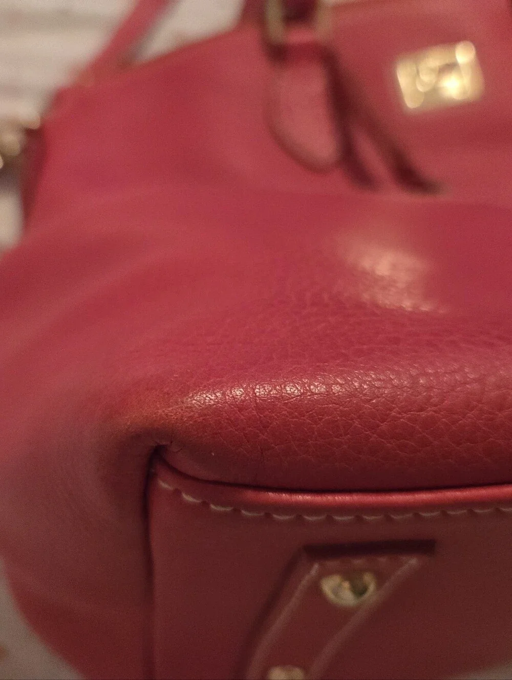 Dooney & Bourke Pebbled Leather Satchel color is dark pink/light red